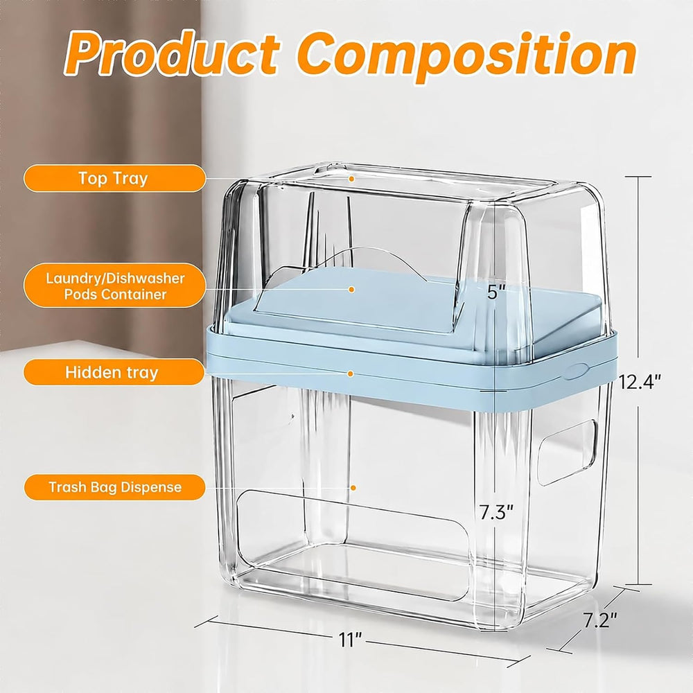 2-in-1 Trash Bag Holder Laundry & Dishwasher Pods Container,Garbage Bag D...