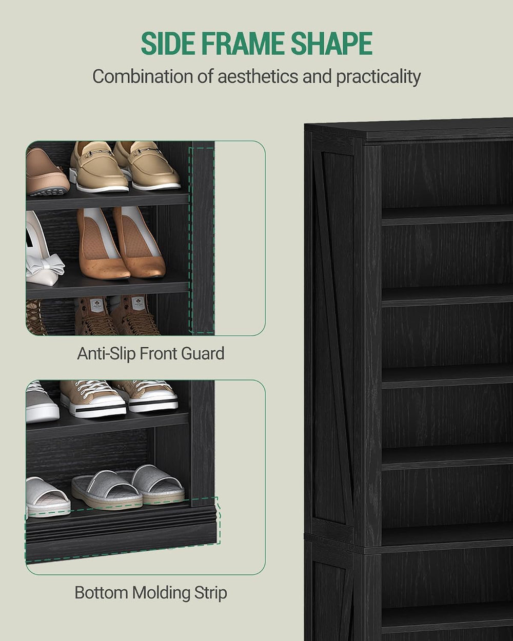 Hzuaneri Shoe Storage Cabinet,10 Tiers Farmhouse Tall Shoe Cubby Organizer