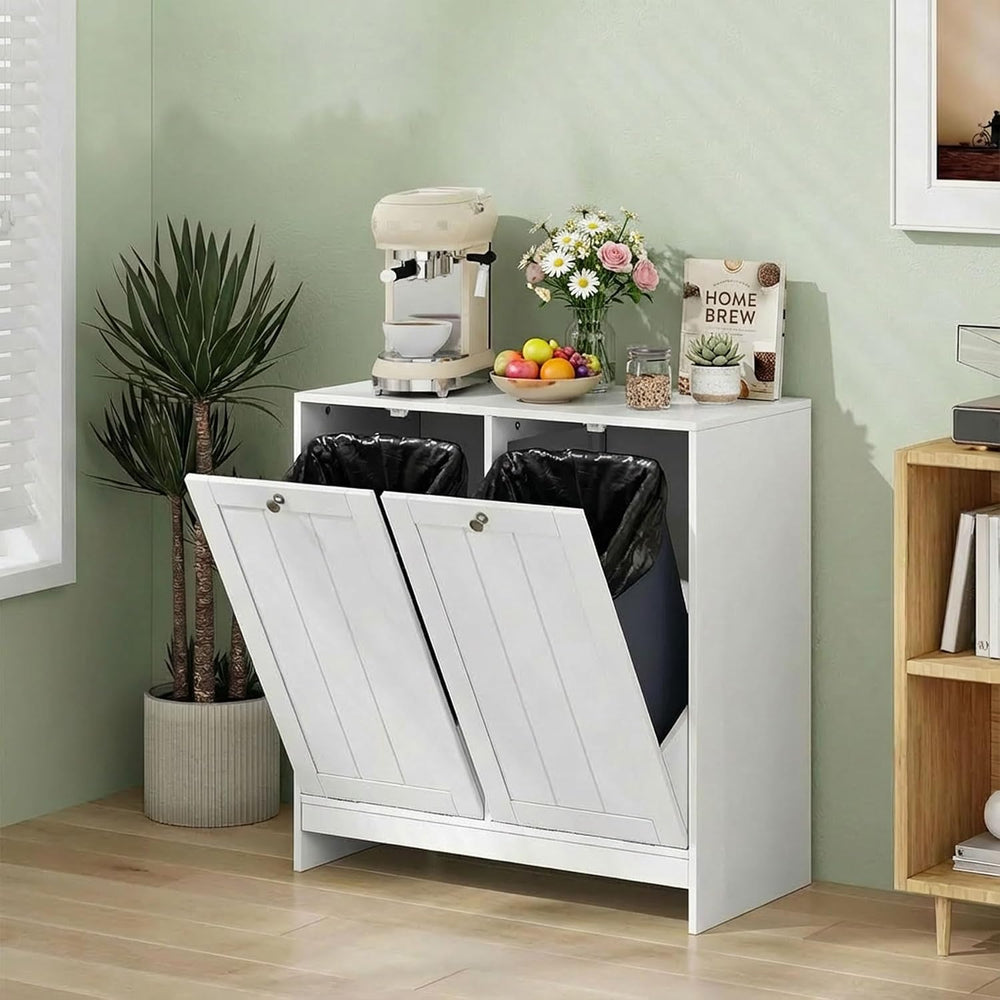 Laundry Hamper Cabinet Double Tilt Out Laundry Hamper 11.8 Gallon Hidden Laun...