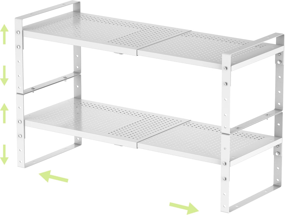 Expandable Shoe Rack Heavy-Duty Closet Organizer Adjustable Shelf Stackable M...