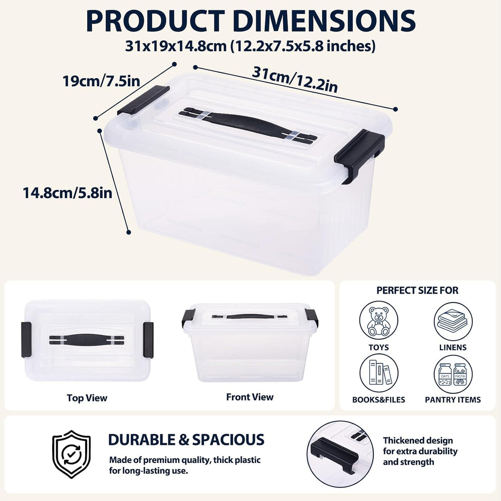 OUTUXED Storage Bins with Lids 10 Pack 7Qt Clear Stackable Containers Boxes