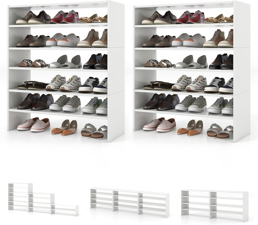 Tangkula Stackble Vertical Shoe Rack, Space Saving 6-Tier Corner Shoe Storage...