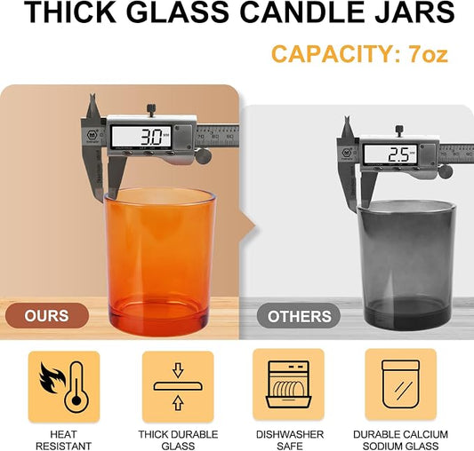 SHOWIN Thick Candle Jars for Making Candles 12 Pcs, 7 OZ Empty Jars - Image 2