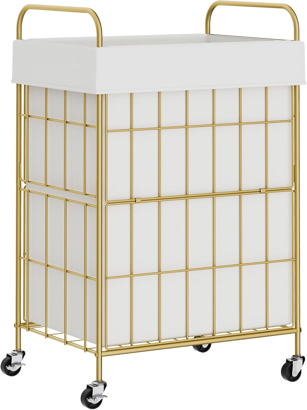 90L Laundry Hamper with Wheels, Laundry Basket with Handle and Liner Bag
