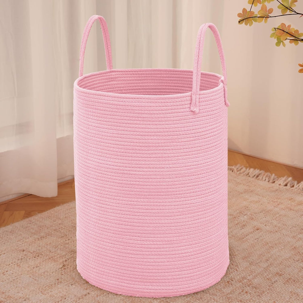 Large Woven Laundry Basket Hamper, 100L Cotton Rope Storage Bin