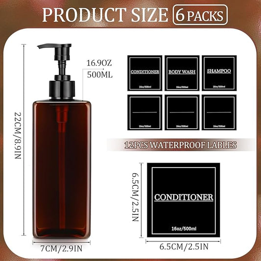 Tanlade 6 Pcs Shampoo and Conditioner Dispenser Bottles 16oz Modern Shower Soap - Image 2
