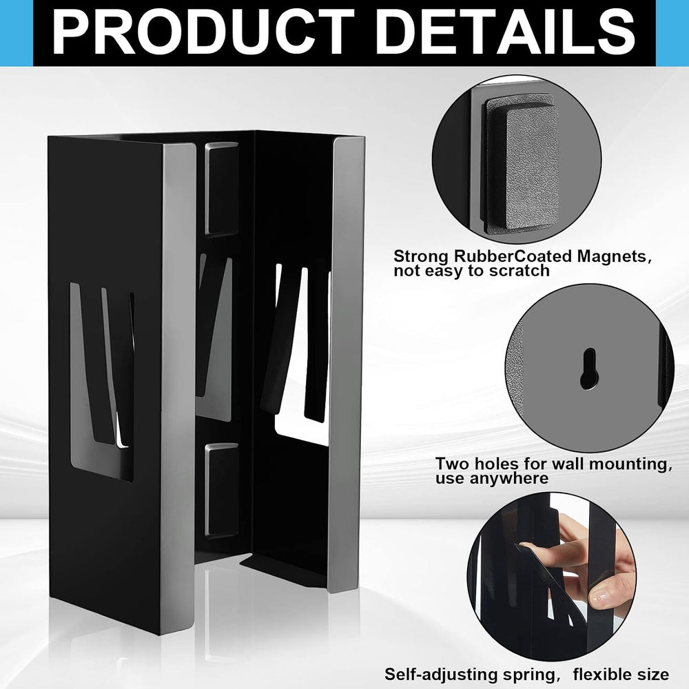 Lounsweer 6 Pcs Magnetic Glove Box Holder Wall Mount Dispenser, Black