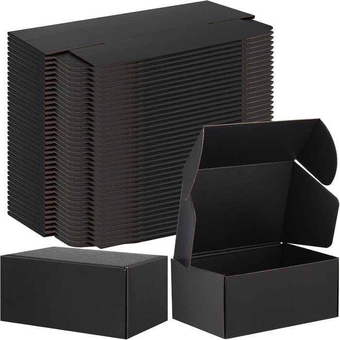 Ireer 50 Pack 6 x 4 x 3 Inch Black Shipping Boxes Bulk for Small Business