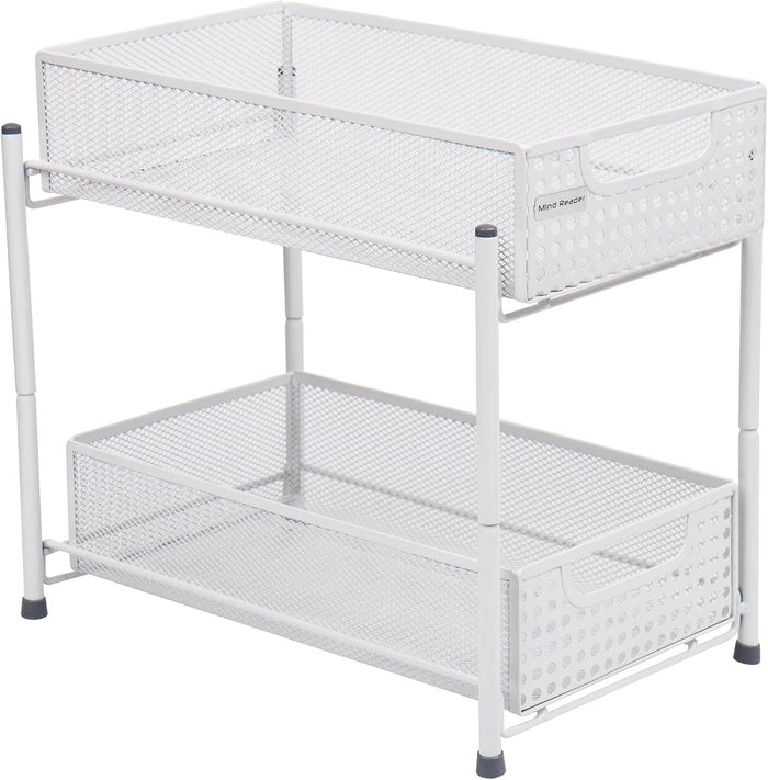 Mind Reader Accessory Organizer, Supply Storage, Desktop, Crafts, Office, Metal Mesh, 8"L x 12.5"W x 11.25"H, White