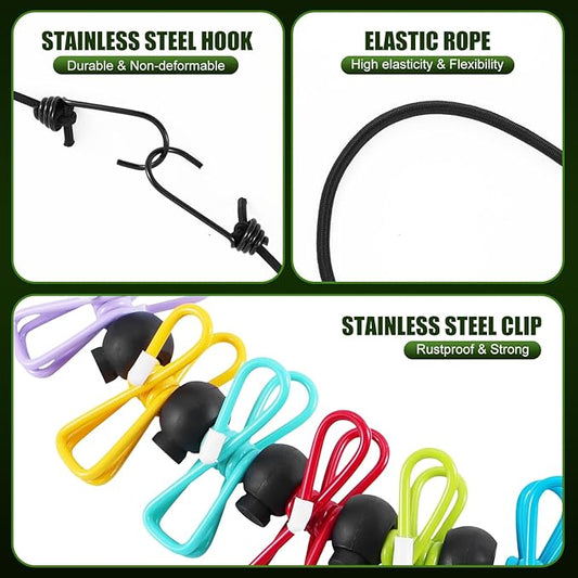 2 Pack Camping Clothesline Portable 12 Clothespins, Camping Accessories Travel - Image 2