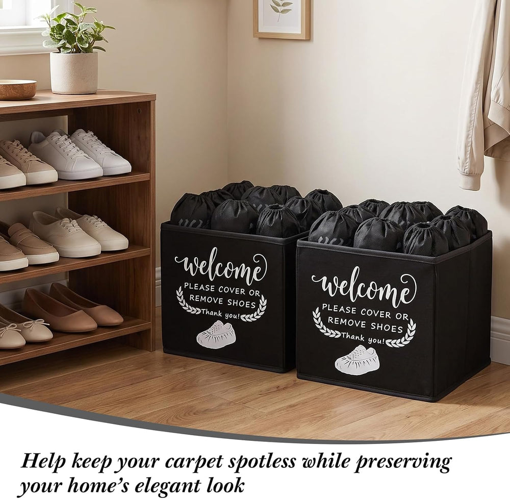 Didaey 600 Pcs Disposable Shoe Covers Non Slip 2 Dispenser Box Set, Black