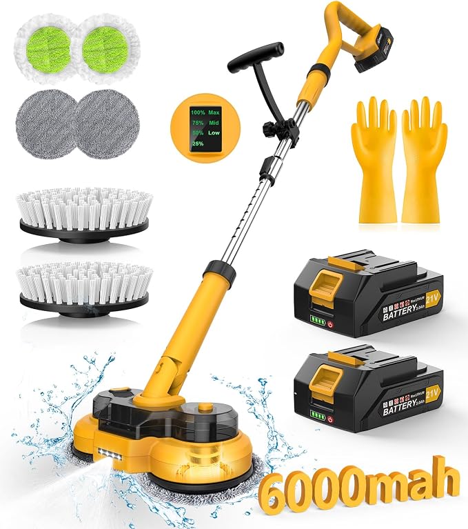 qimedo 6000mAh Battery Electric Mop M1, 800RPM Cordless Electric Power Scrubber - Image 8