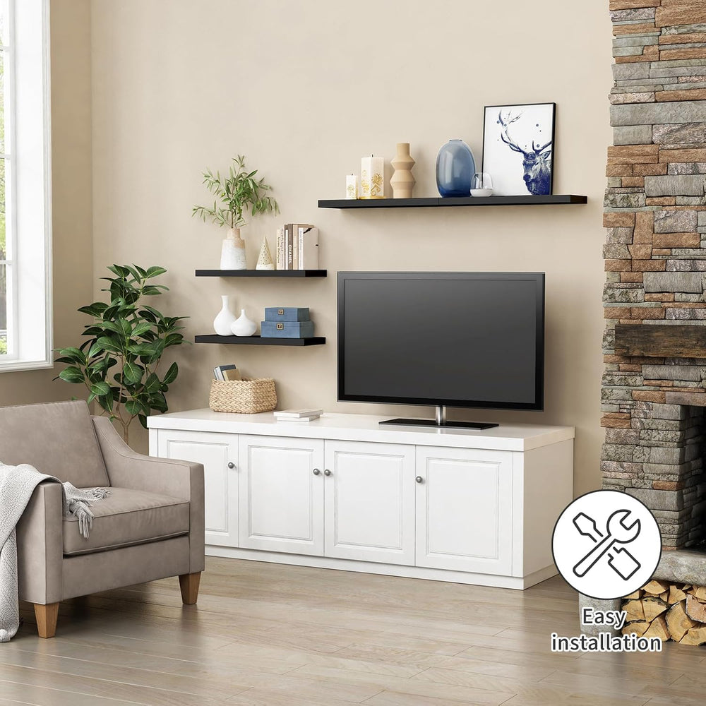 Forbena 24 Inch Long Black Floating Shelves for Wall, Large Wall Shelves for ...