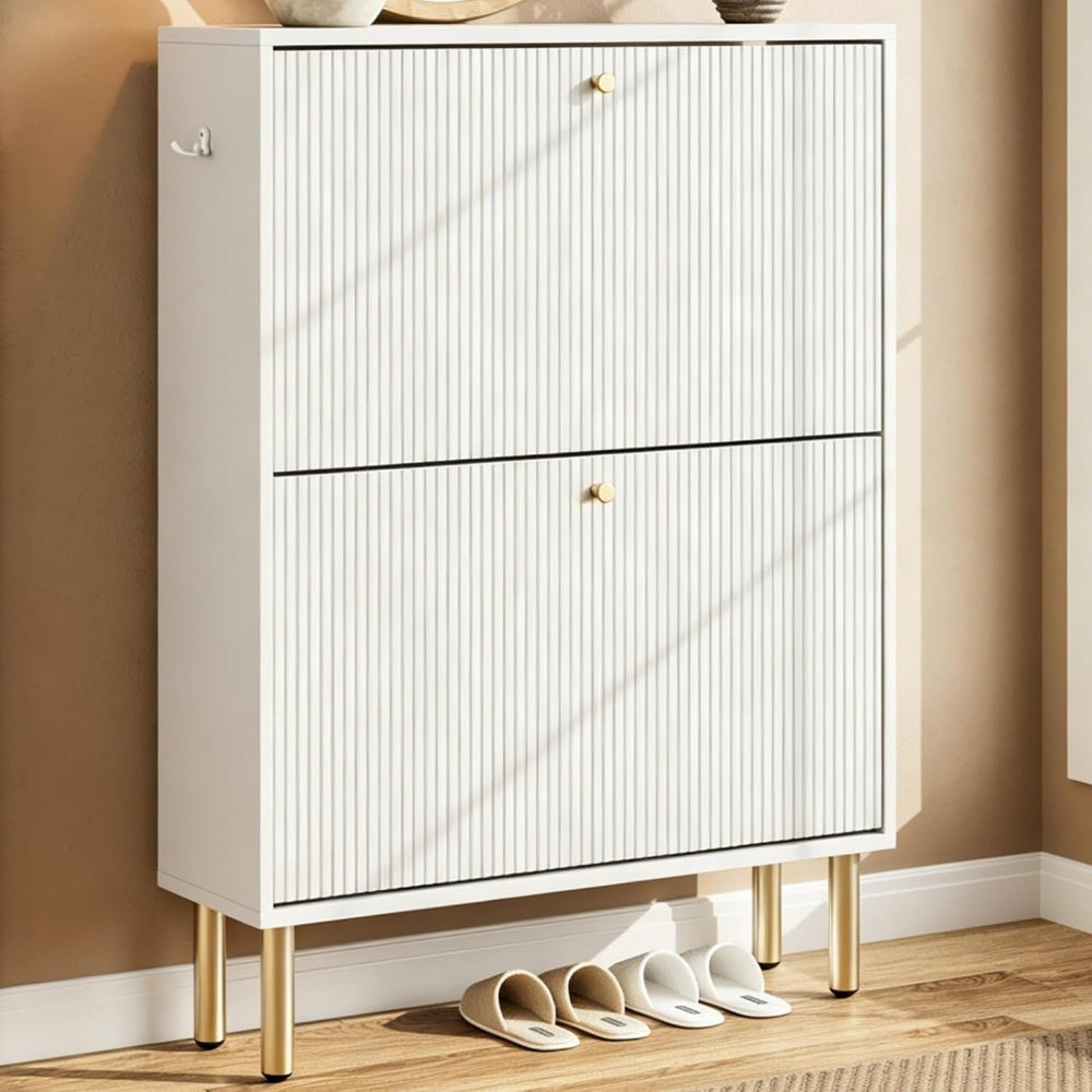 Nicetree Shoe Storage Cabinet for Entryway - 2 Flip Drawers Shoe Cabinet with...