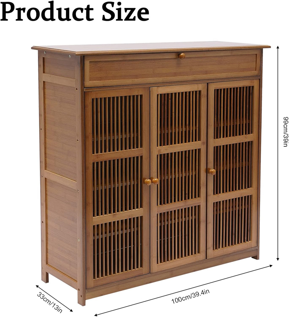 Gdrasuya10 Bamboo Shoe Storage Cabinet Organizer, Shoe Cabinet for Entryway 4...