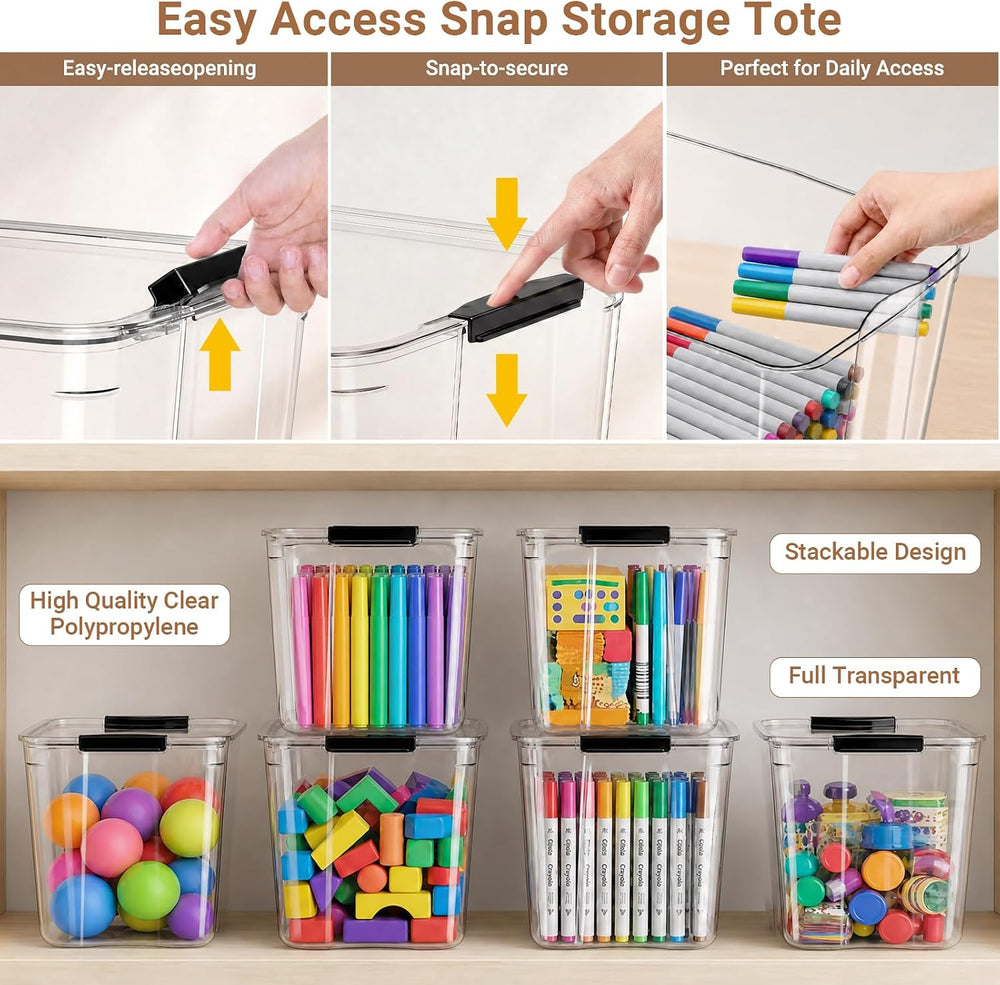 54Qt Stackable Storage Bins with Lids,Clear Latching Organizer Boxes,2-Pack