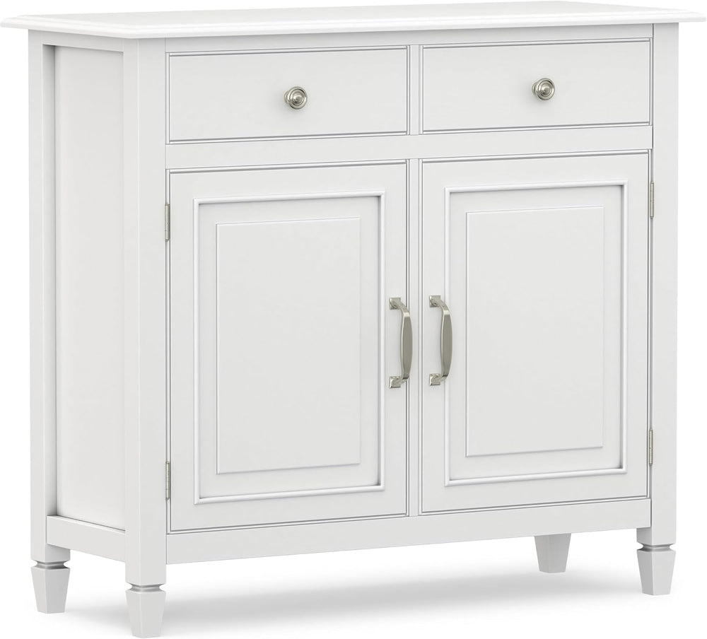 SIMPLIHOME Connaught 40" Wide Solid Wood Storage Cabinet in White