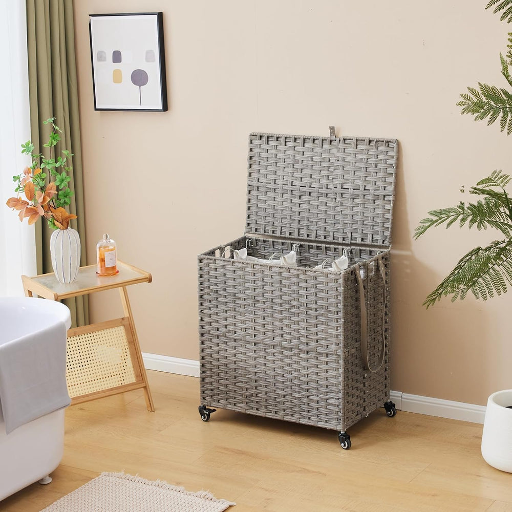 Laundry Hamper with Wheels, 39.6 Gallon(150L) Rolling Laundry Basket with Lid...