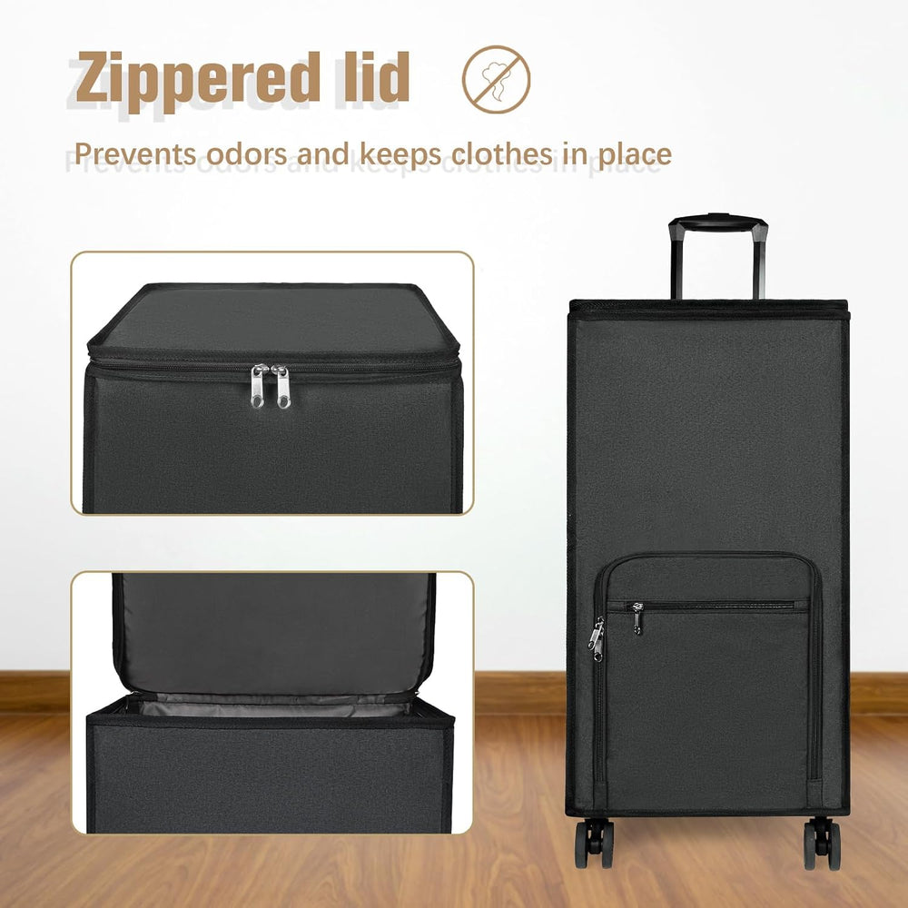 Bukere Extra Large Rolling Laundry Basket with Removable Wheels & Zipper ...
