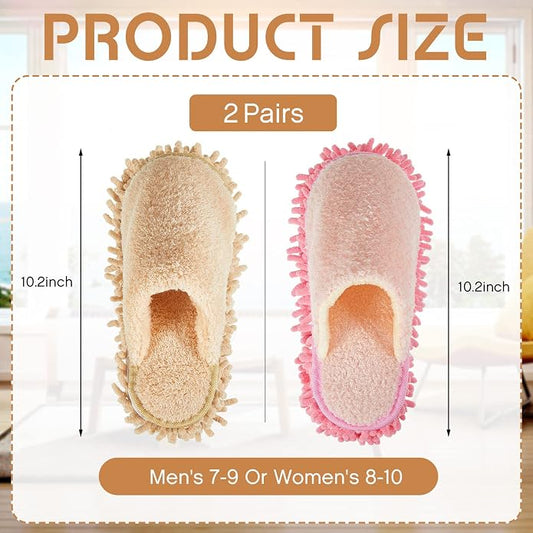 Jecery 2 Pair Microfiber Slippers Floor Cleaning Chenille Mop Slippers Base - Image 2