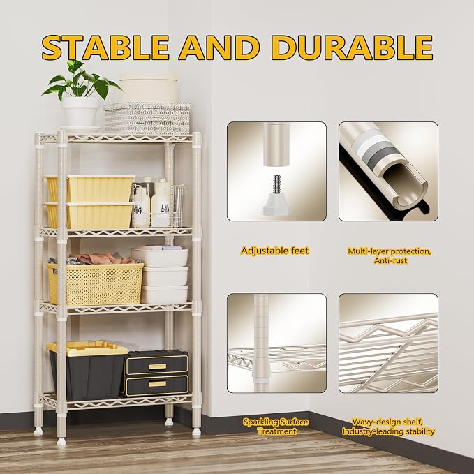 1000 lbs 4-Shelf Standing Storage Shelves Heavy Duty Metal Shelving Unit