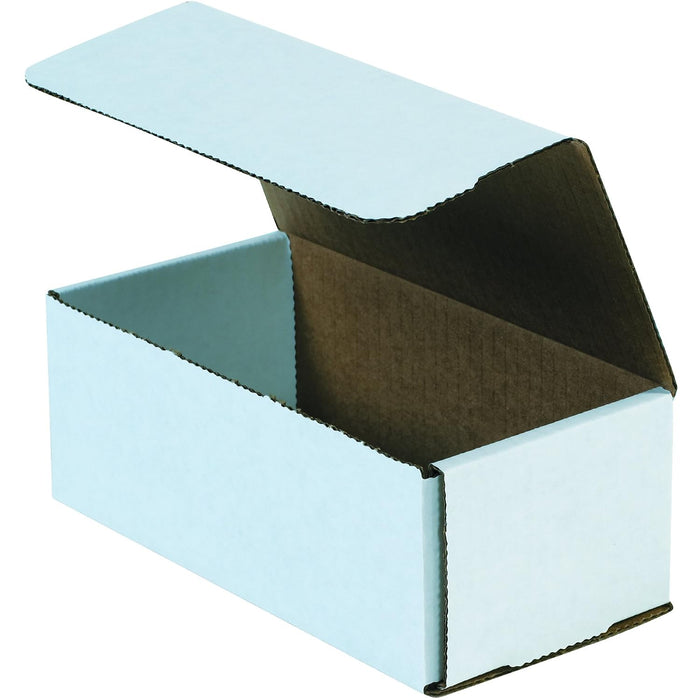 Boxes Fast BFM843 Corrugated Cardboard Mailers, 8 x 4 x 3 Inches, Tuck Top One-Piece, Die-Cut Shipping Cartons, Medium White Mailing Boxes (Pack of 50)
