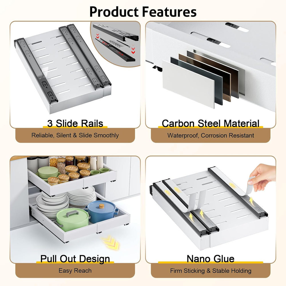 2 Pack Pull Out Cabinet Organizer, Expandable Width (11.4"-18.9") D...