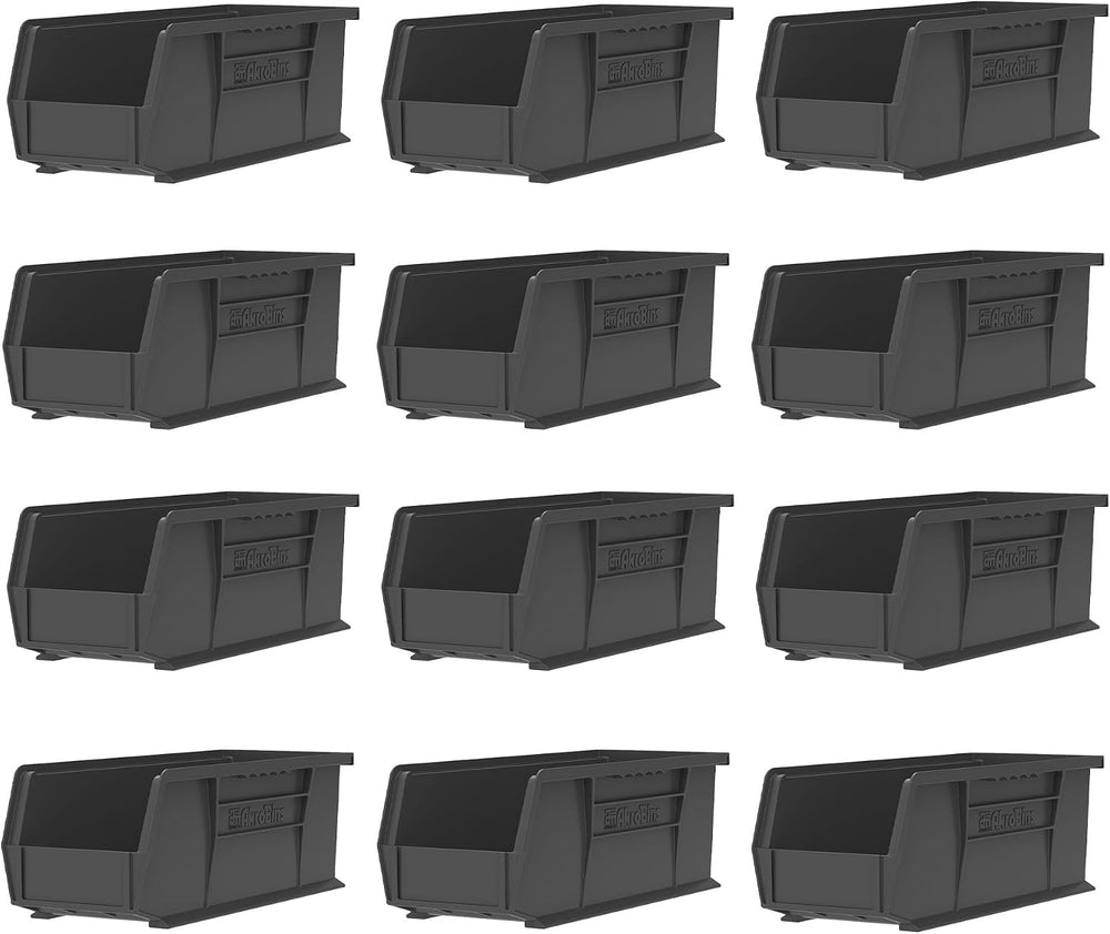 Akro-Mils 30234 AkroBins Plastic Storage Bins, 15"x5"x5", Blac...
