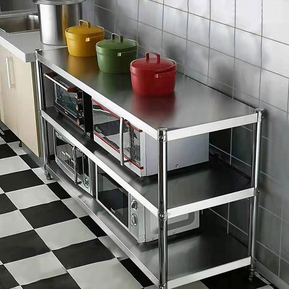 Stainless Steel Shelf, Kitchen Storage Rack, 3-Tier Shelving Units and Storag...