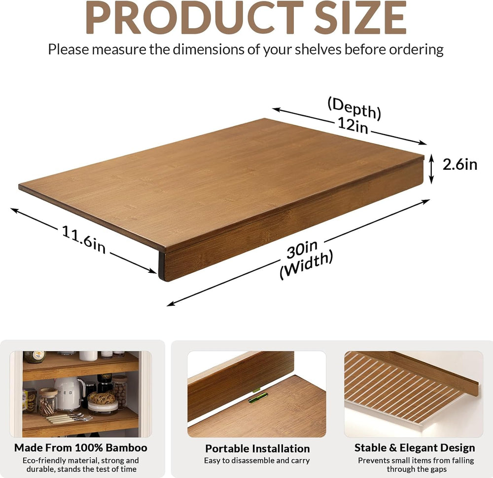 Gashell Wire Shelf Covers, Bamboo Wire Rack Covers for Pantry, Closet (4pcs, ...