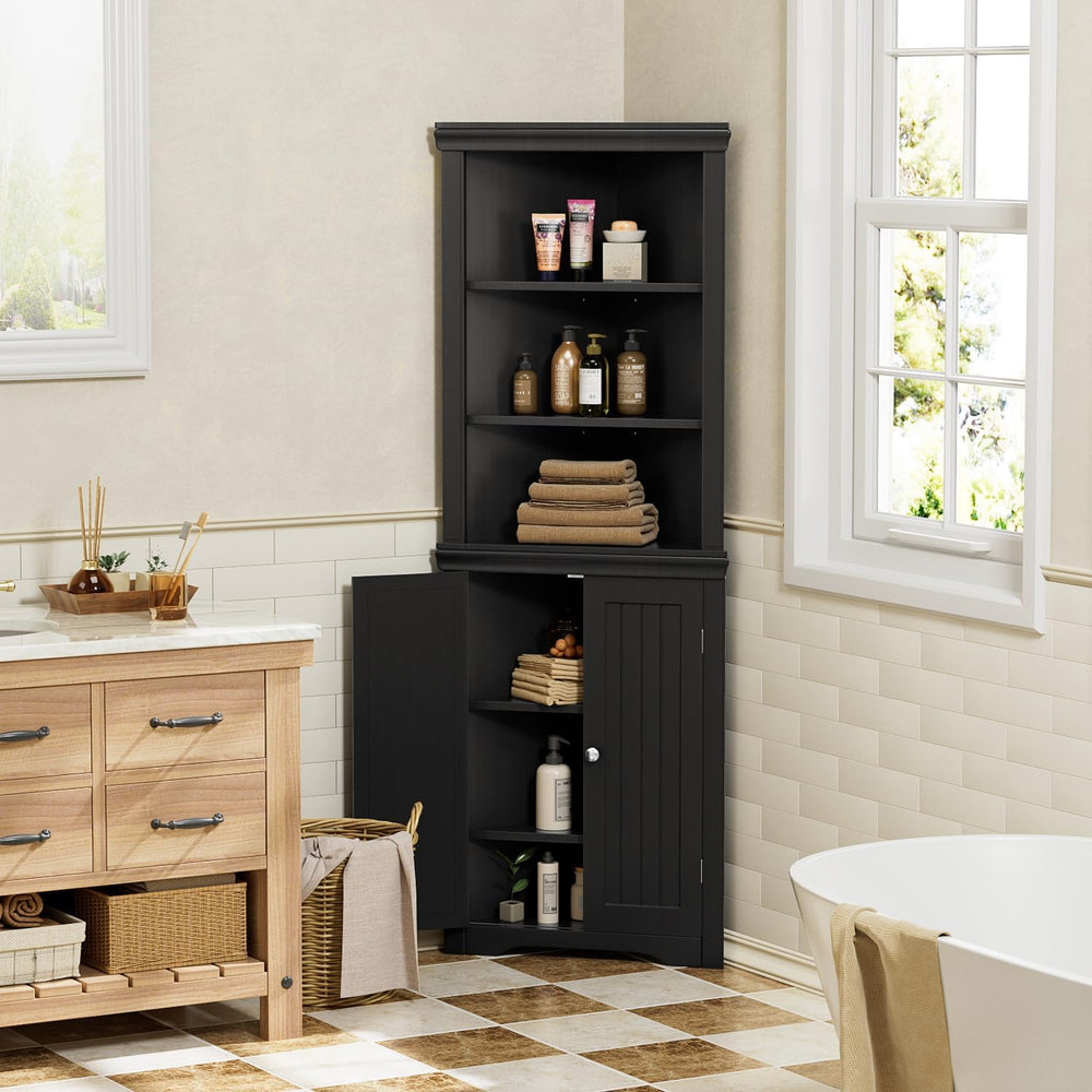 YESHOMY Corner Cabinet, Storage Cupboard with Doors, Black