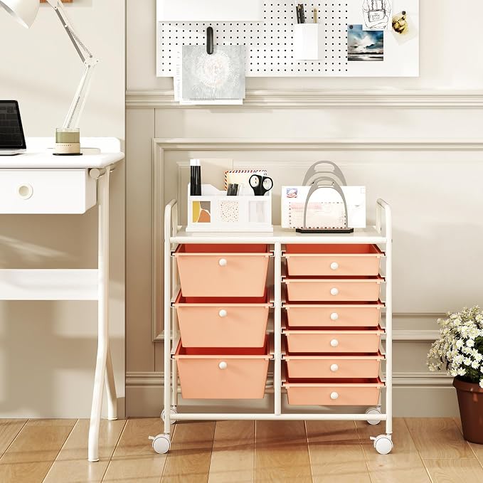 GOFLAME 9-Drawer Rolling Storage Cart, Mobile Utility Cart