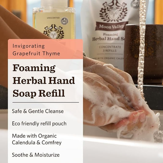 Moon Valley Foaming Hand Soap Refill Pouch, Two-Pack Grapefruit Thyme Soap - Image 2
