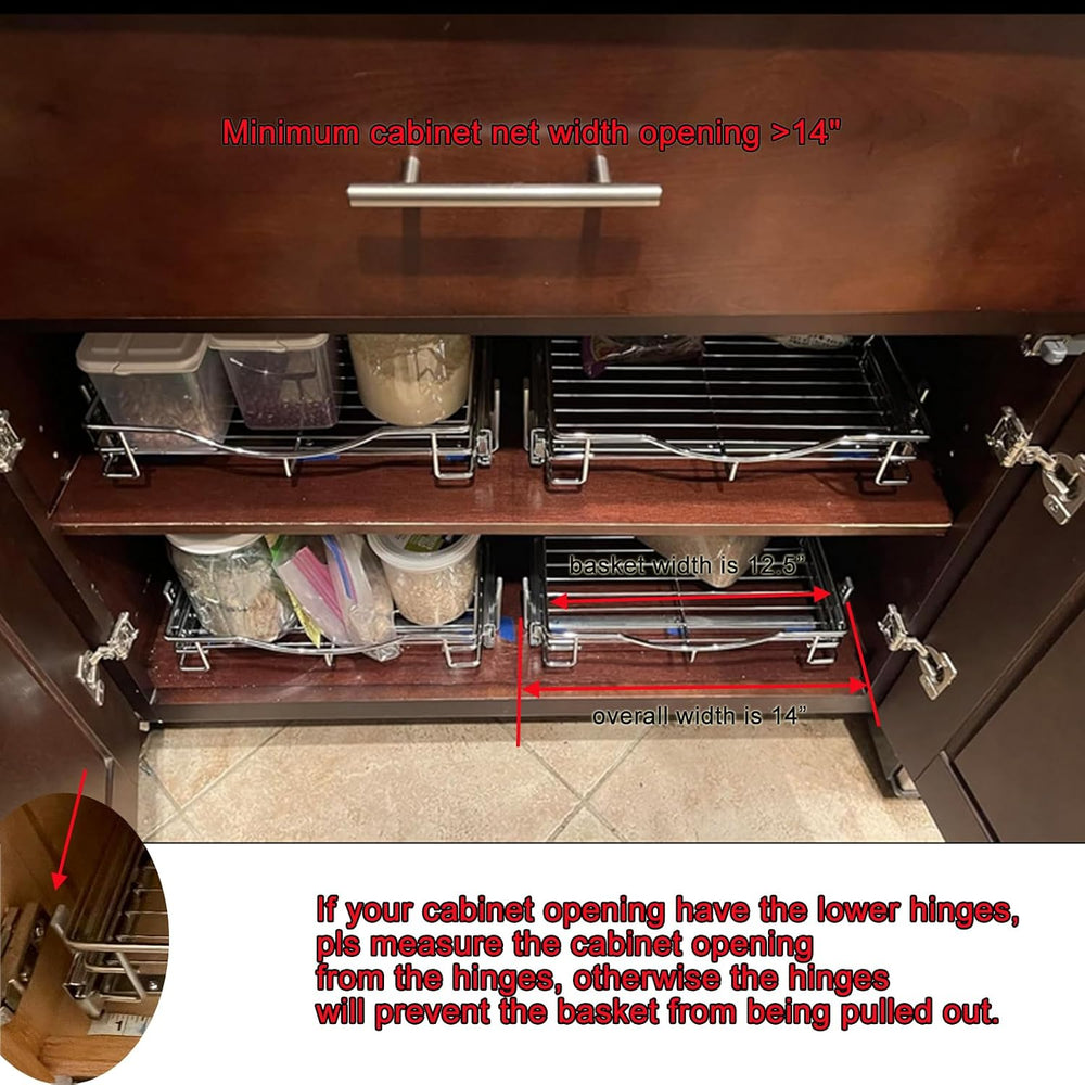 DINDON 1 Tier Pull Out Cabinet Organizer (14" W x 18" D) Heavy-Duty...