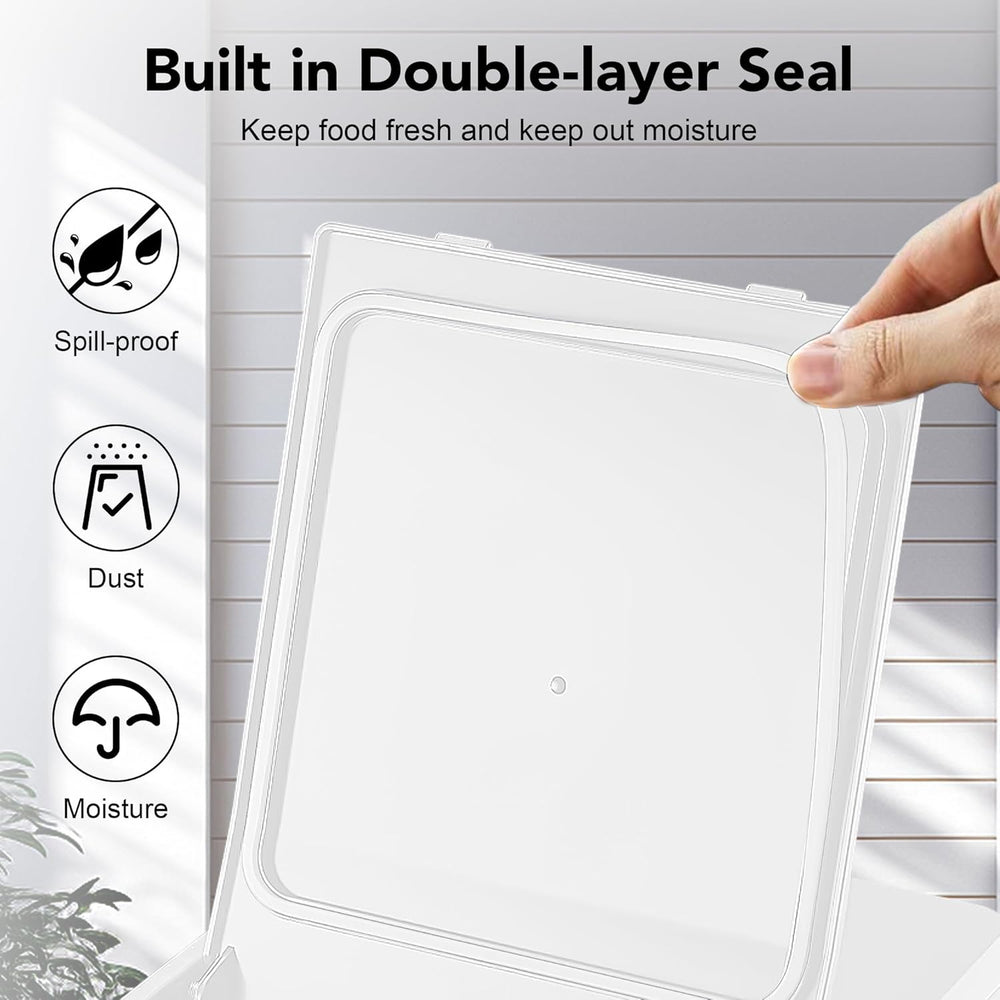 Newget 11 lb Stainless Steel Dog Food Storage Container with Scoop, White