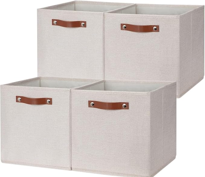 HNZIGE Fabric Storage Cubes Set of 4, 12 x 12 Storage Baskets, Cloth Storage - Image 7