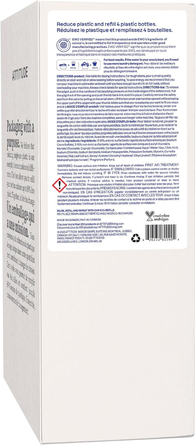 ATTITUDE Liquid Laundry Detergent Refill, EWG Verified, HE Compatible, - Image 9