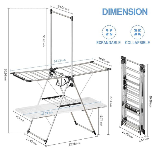 APEXCHASER Clothes Drying Rack, Foldable 2-Level Drying Racks - Image 2