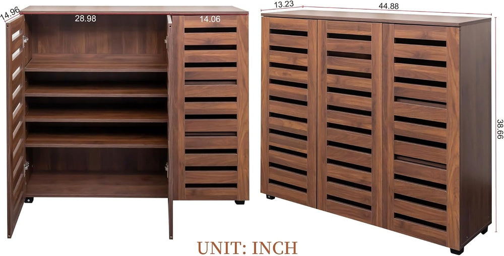 KEIKI 44.88'' Wooden Shoe Cabinet Storage for Entryway with 3 Louvere...