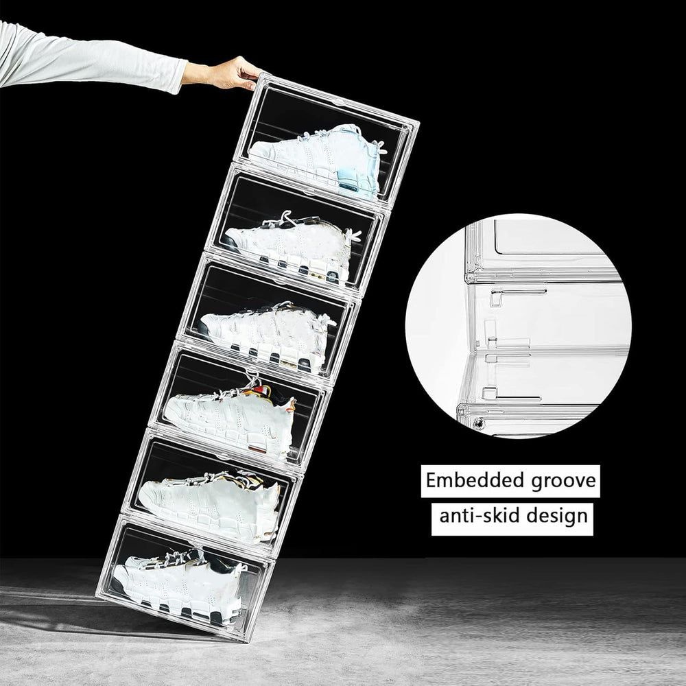 12 Pack Shoe Boxes, Clear Acrylic Stackable Plastic Sneaker Box Container, Ma...
