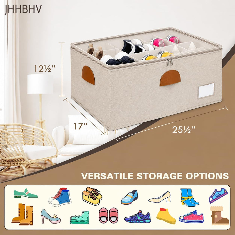 1 Pack Shoe Organizer for Closet with Adjustable Divider Shoe Storage Box
