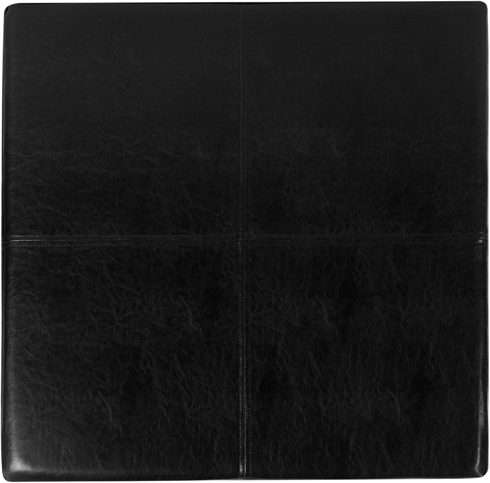 HomePop 28" Faux Leather Square Storage Ottoman - Black