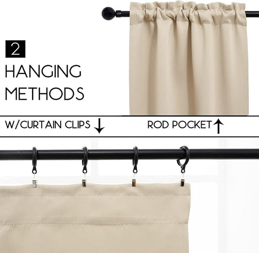 Pickluc Cafe Curtain 24 Inches Length, Rod Pocket Kitchen Curtain, Short - Image 2