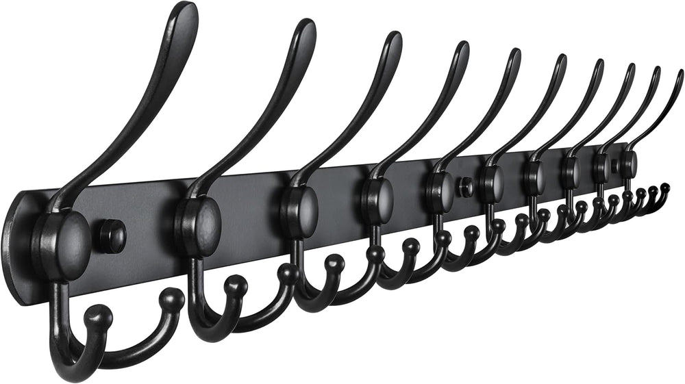 Dseap Coat Rack Wall Mount - 38” Long 10-Tri-Hooks Heavy Duty Coat Hanger Rai...