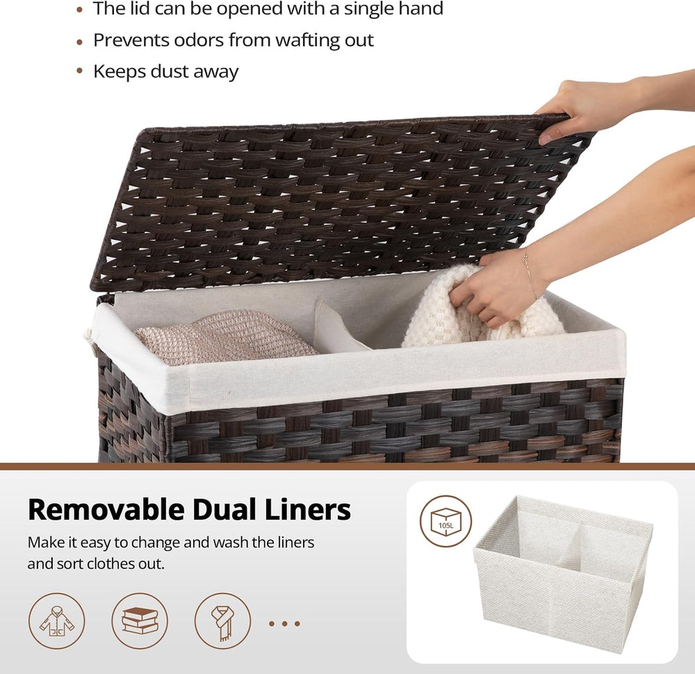 OIAHOMY Storage Basket with Lid, 27.7 Gallon (105L) Blanket Basket with Remov...