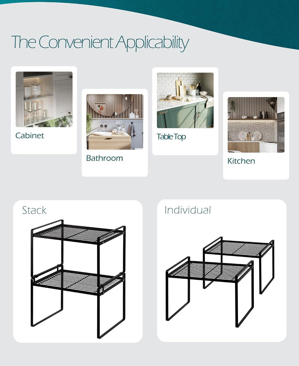 Shantton Cabinet Shelf Organizer, Pantry Shelf Rack, Black 13.1x10.6x9.5