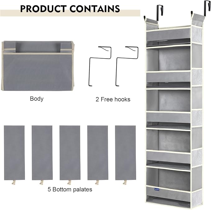 Over The Door Organizer 5-Shelves and 10 Side Pockets, Over The Door Storage - Image 7