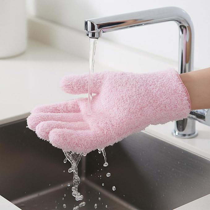 Grevosea 3 Pairs Microfiber Gloves Household Cleaning Glove Plant Dusting Glove - Image 8