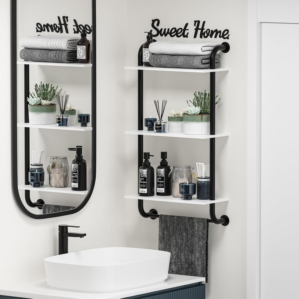 Tinpin 3 Tier Wall Shelves Over Toilet Rustic Industrial Floating Shelf