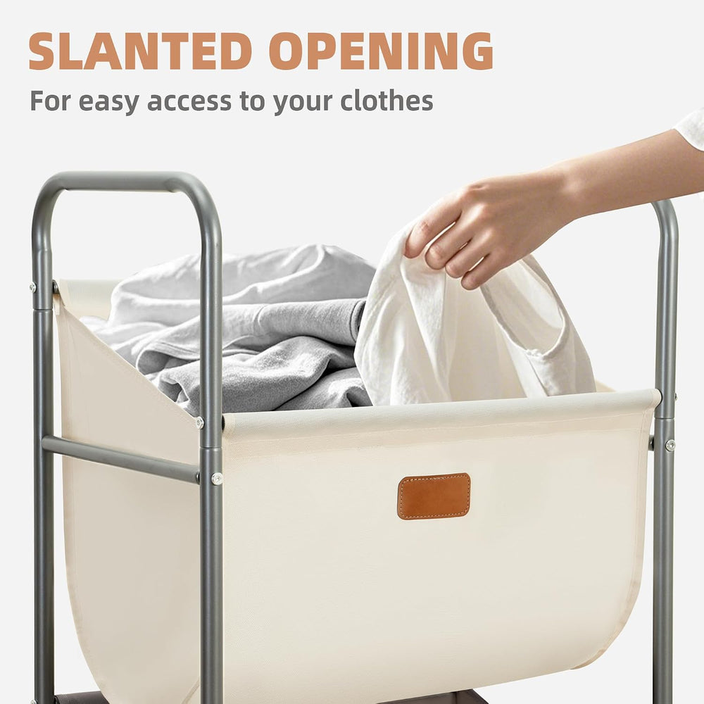 STORAGE MANIAC 120 Liters Vertical Rolling Laundry Hamper, 3 Section Laundry ...